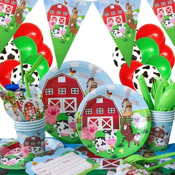 La Sünnipäeva Teenetemärgi Zenon Talu Baby Shower Loomade Partei Asjade Lehm Lauanõud Plaat Pool Kaunistused Koju
